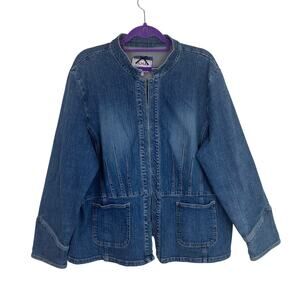 A.M.I. Sz 2X Y2K Fitted Denim Jacket Western Streetwear Coquette Vintage Wash